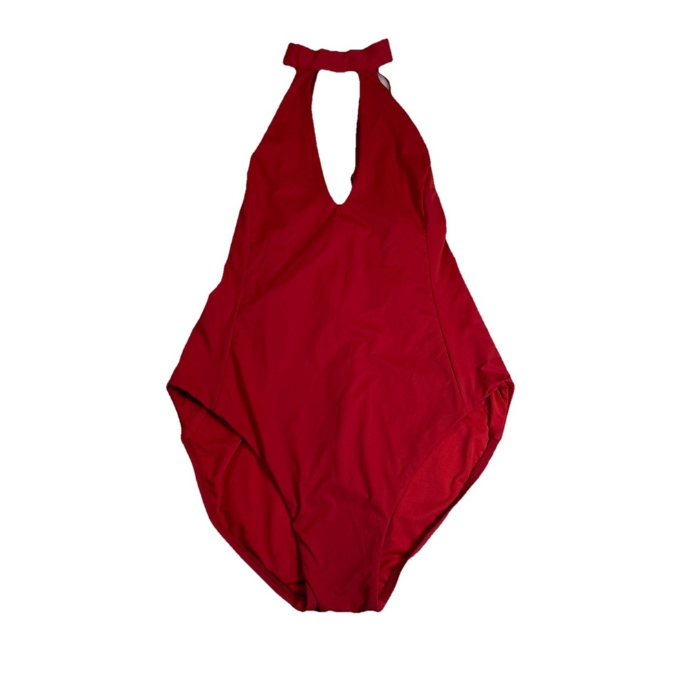Laundry‎ By Shelli Segal Choker One-Piece Swimsuit Women Large Red New Solid